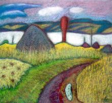 Стога,река.облака