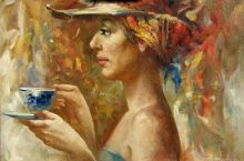 С синей чашкой