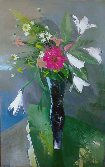 цветы на зелёной салфетке