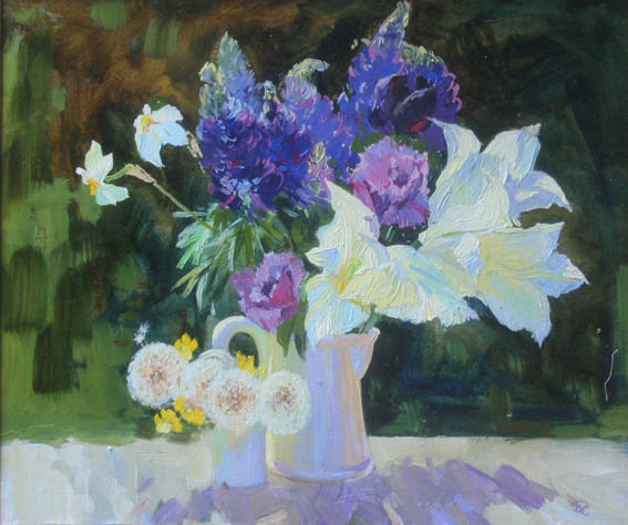 Люпин и тюльпаны