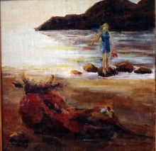 Пейзаж с красным быком