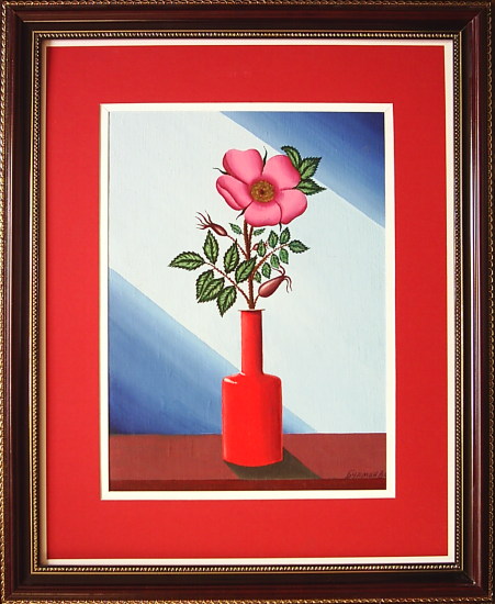Цветок  в  красной  вазе.