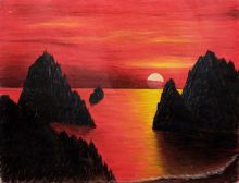 Закат  над  морем.