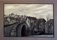 Альпы. У  старого  моста.  Графика.