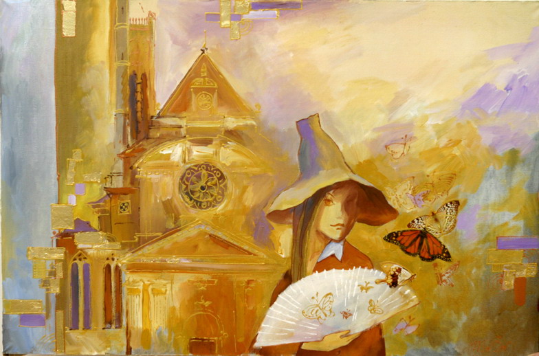 Прогулки по Парижу  с веером в руках