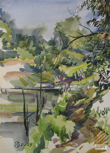 Заросший пруд. Этюд