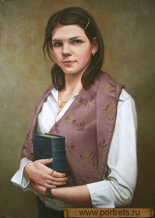 Юля с книгой. 50х70см. холст, масло, 2005год.