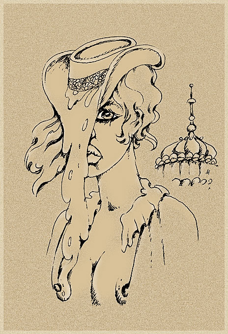 шляпка, стекающая на грудь