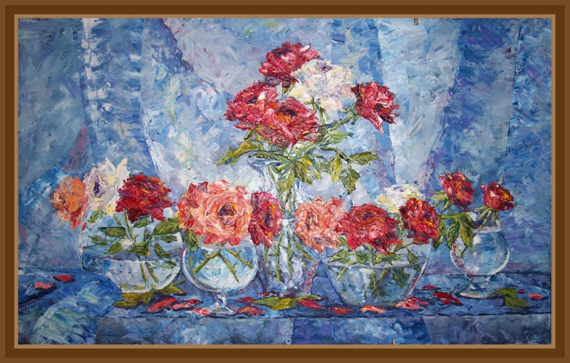 Розы на голубом