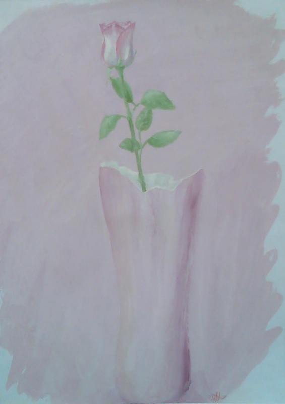 роза на розовом