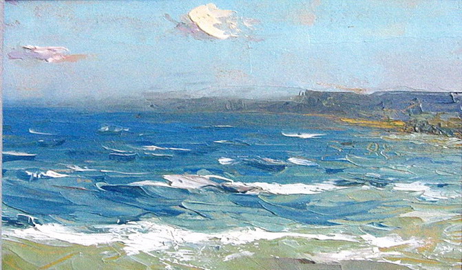 Крымский берег.Этюд. бум.масло.9х14.2008г.