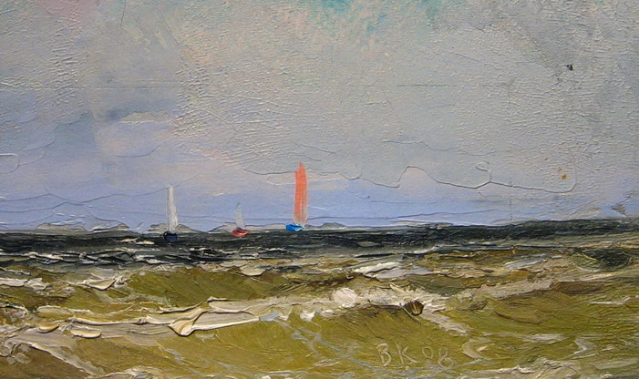 Регата. Тройка лидеров.бум. масло.9х14.2008г