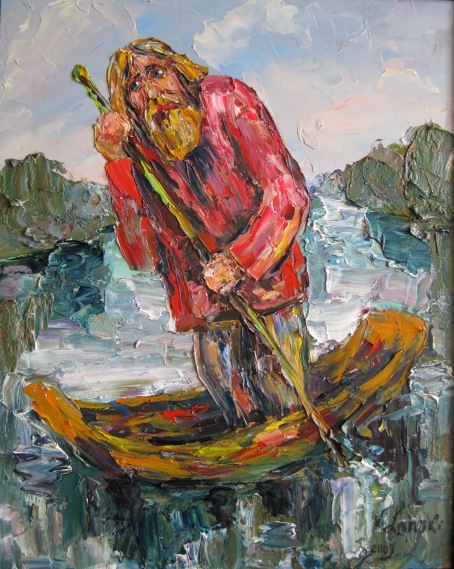 Старик на лодке