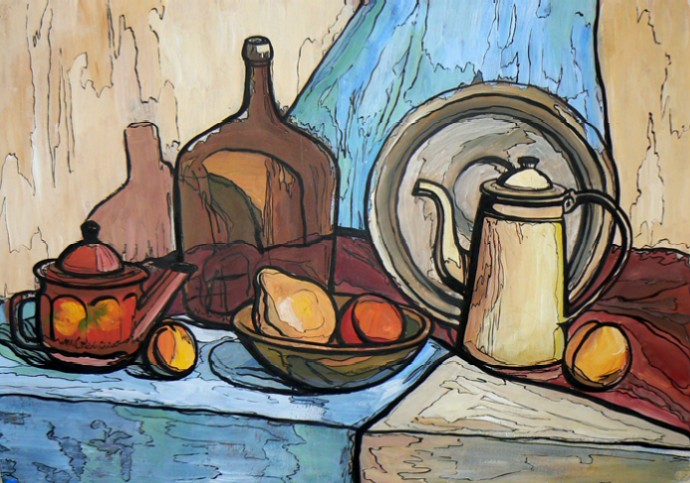 Натюрморт с кувшином и персиком