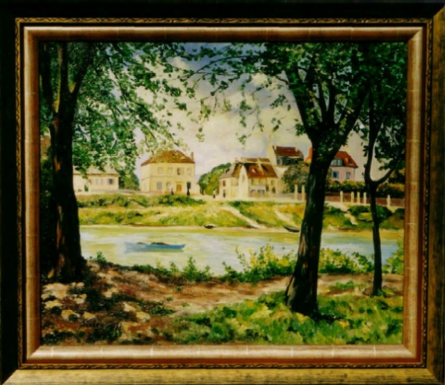 Городок Вильнёв-ла-Гаренн на берегу Сены. ...