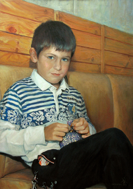 Портрет мальчика с подарком.