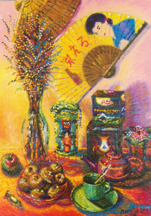 На фоне вееров