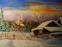 Зимний пейзаж на закате