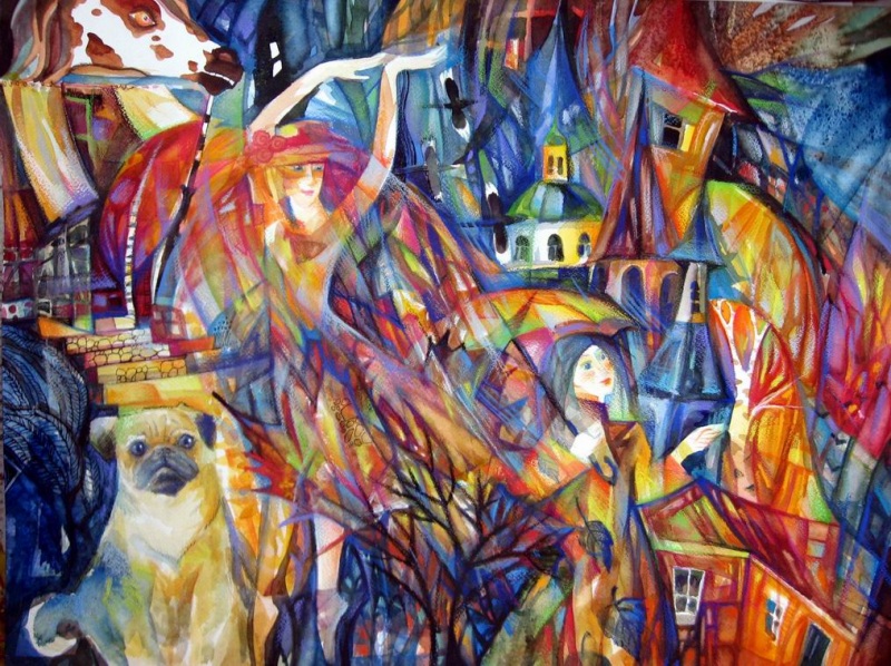 Мопс в осени