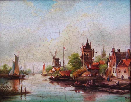 Городок у моря. холст, масло24х35