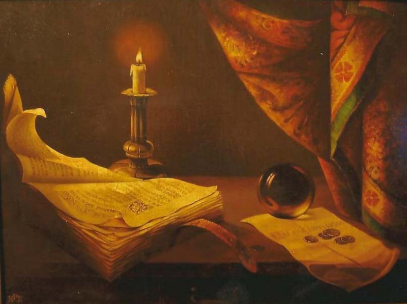 натюрморт с хрустальным шаром. холст, ...