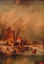 Замерзший канал. холст, масло20х35