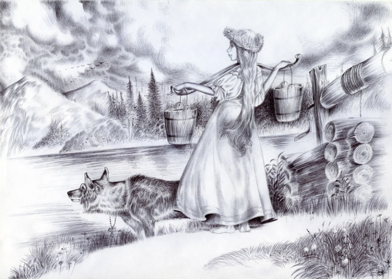 Косы расплела, по воду ушла...