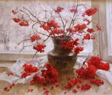 Красные ягоды и первый снег