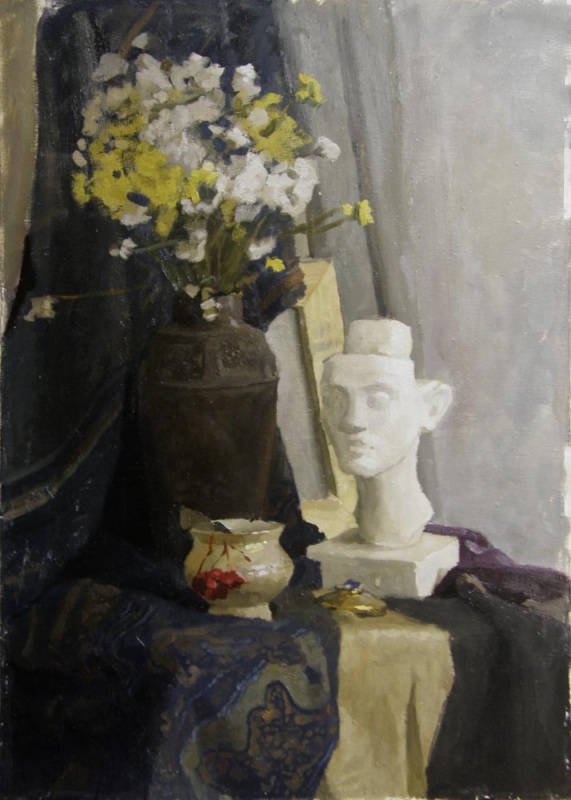 натюрморт с гипсовой головой