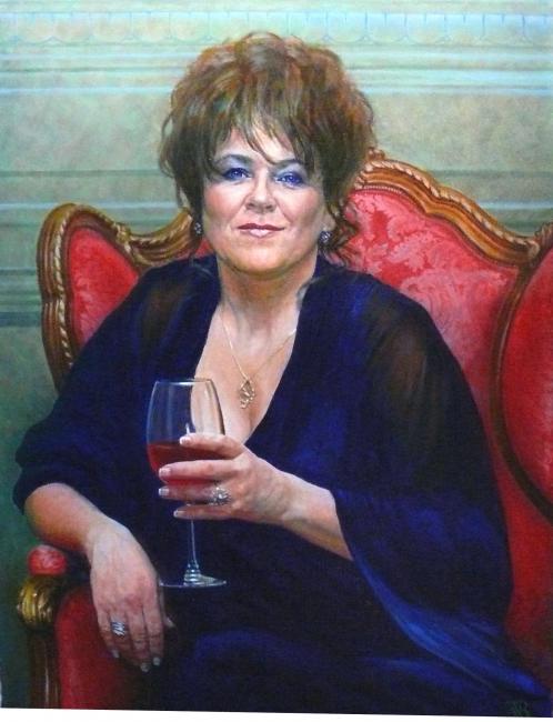 Дама в синем 60х80