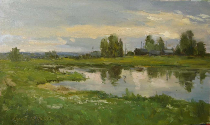 Вечер у пруда