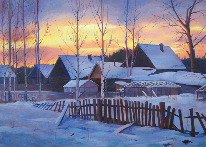 Озерной. Сумерки.холст.масло.50х70см.2009г.