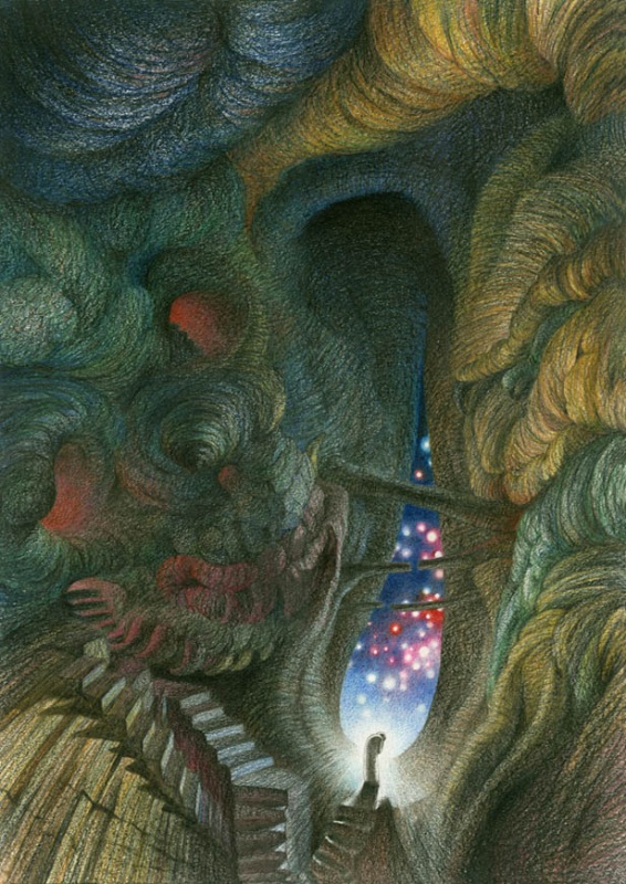 ВРАТА. 2002, бумага, цв. карандаши, 42x60