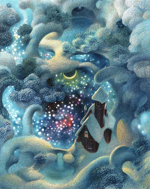 ДОМ И ЗИМА. 2002, бумага, цв. карандаши, ...