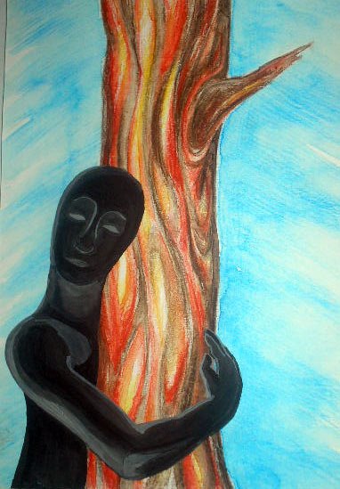 тень у дерева