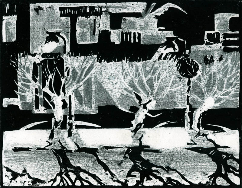 Зима, город, барельеф 