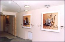 роспись стен вкафе.Имитация картин