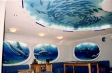 "В батискафе"2.Роспись стен и потолка в сауне
