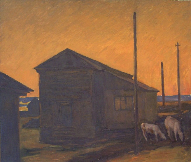 Пейзаж с телятами