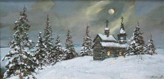 Лунная ночь на русском севере