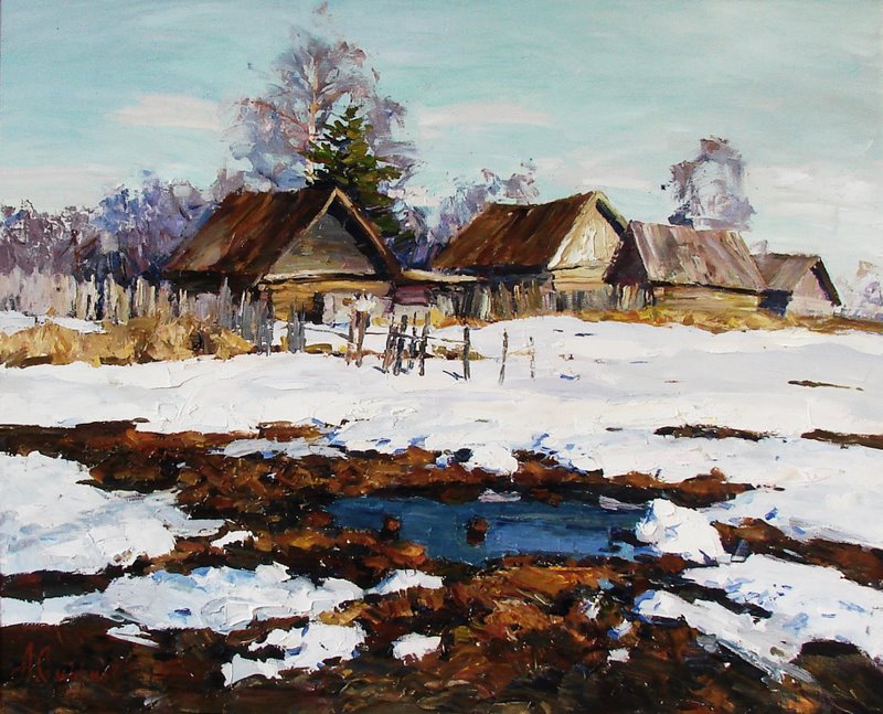 Март.Деревня.