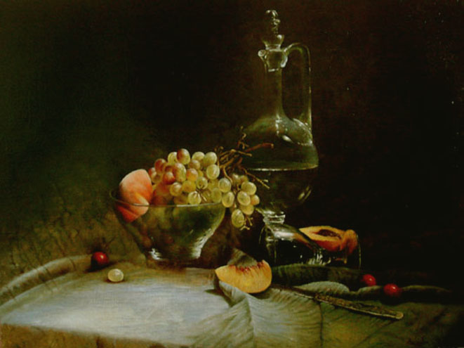 персики и виноград