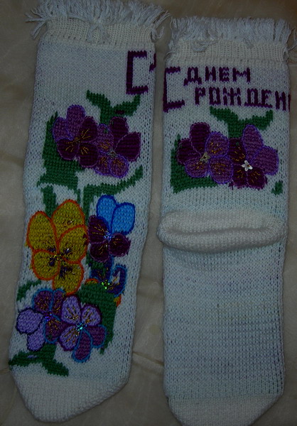 носки бел анютины глазки фиол-гол132