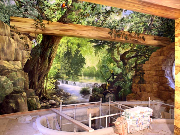 Роспись стен в бассейне. 