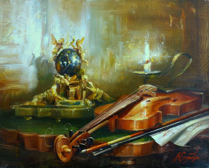 Натюрморт с бронзовыми часами