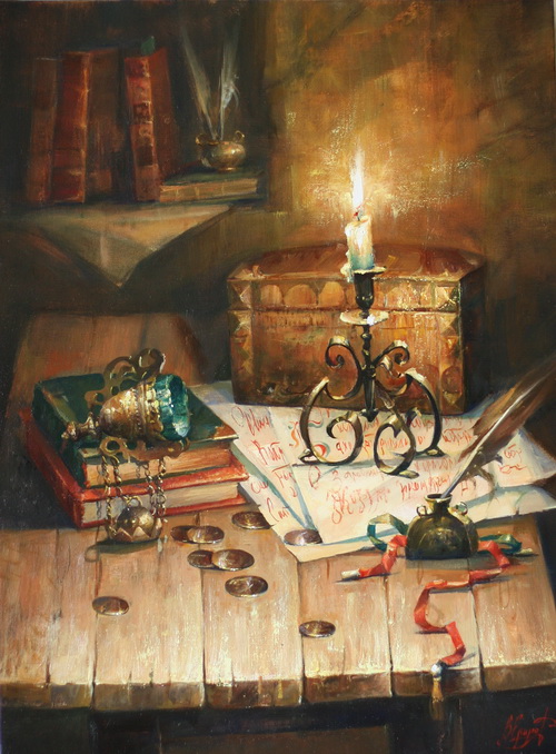 НАТЮРМОРТ с СУНДУЧКОМ И МОНЕТАМИ