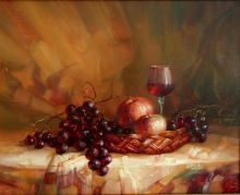 Натюрморт с бокалом и фруктами