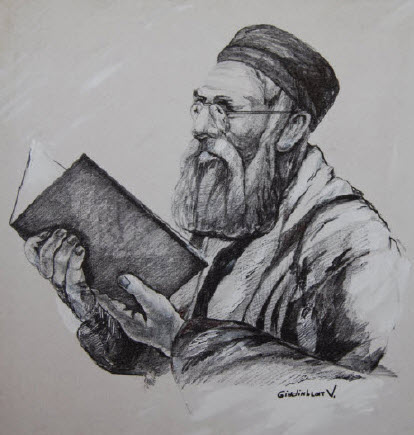 Раввин, читающий молитву.