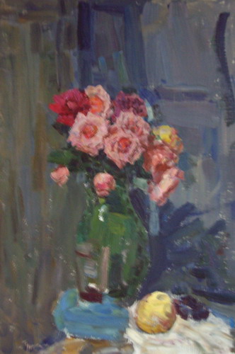 Розы. Вечерний натюрморт.