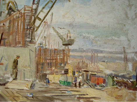 На стройке Куйбышевской ГЭС